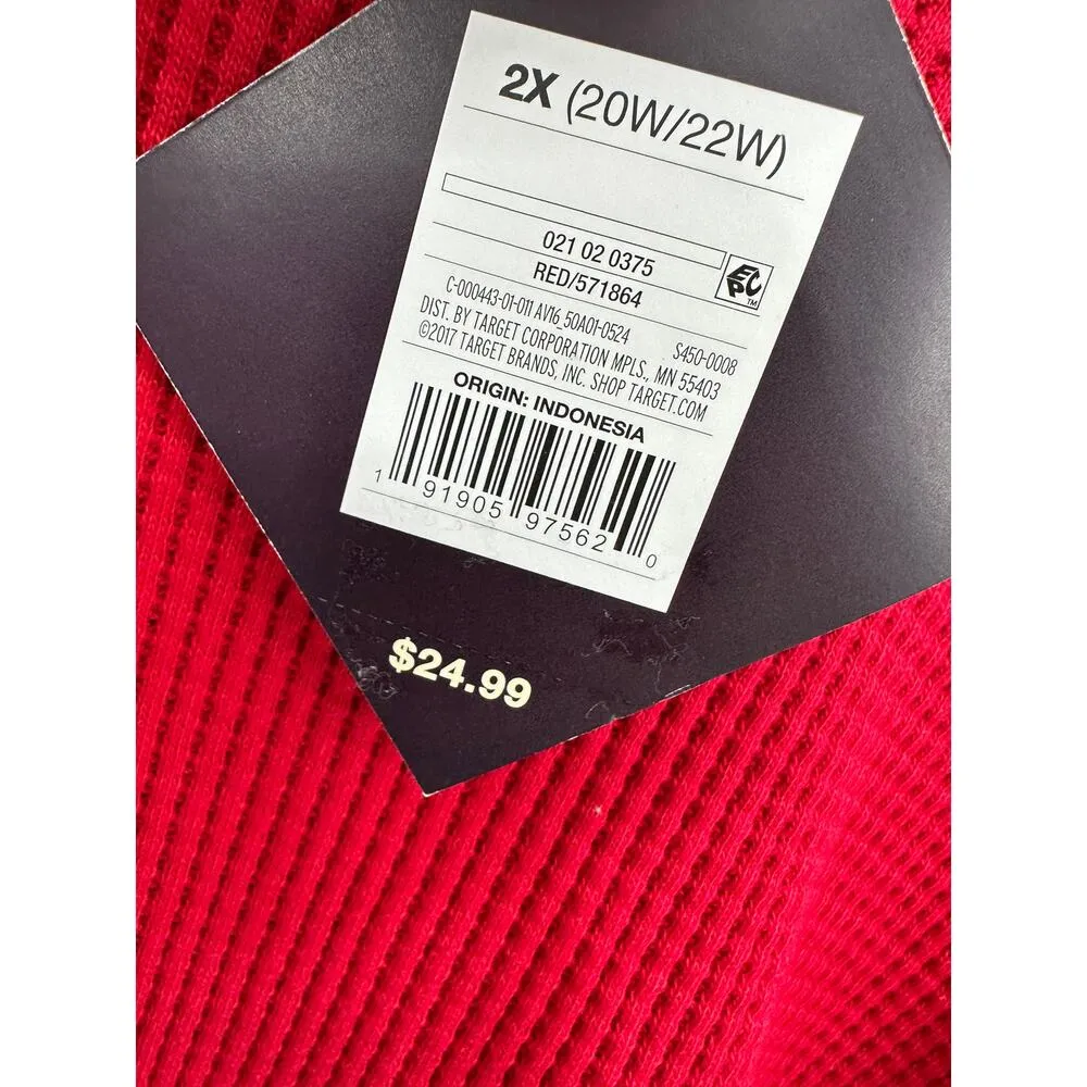 Ava & Viv Sweater Women 2X NWT Red Mock Neck Textured Long Sleeve Pullover - Image 6