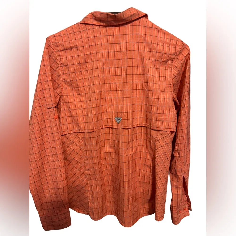 Columbia orange plaid buttons down shirt size small - Image 3