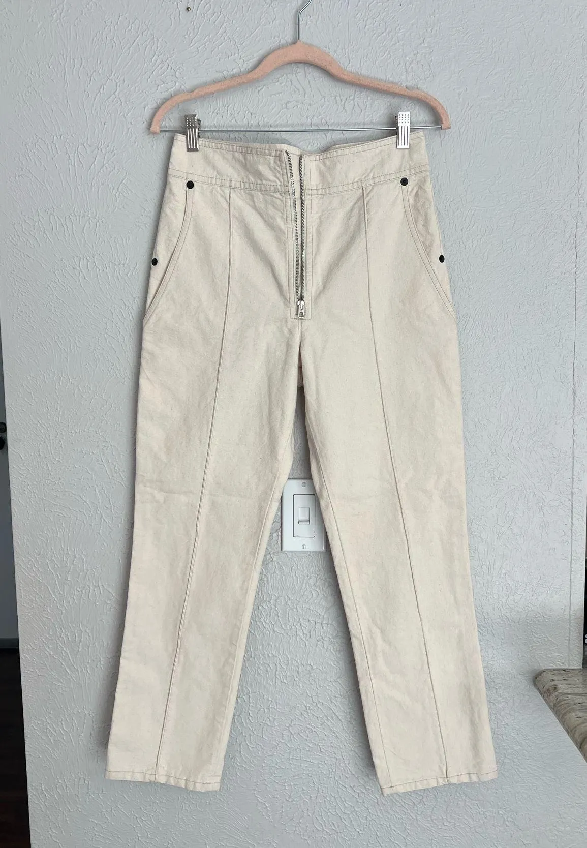 Isabel Marant high waisted cream front seam cropped cotton jeans 38 6US - Image 19