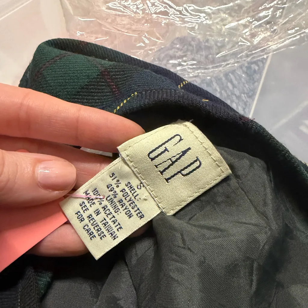 90s vintage Gap green plaid babydoll high neck mini dress - Image 5