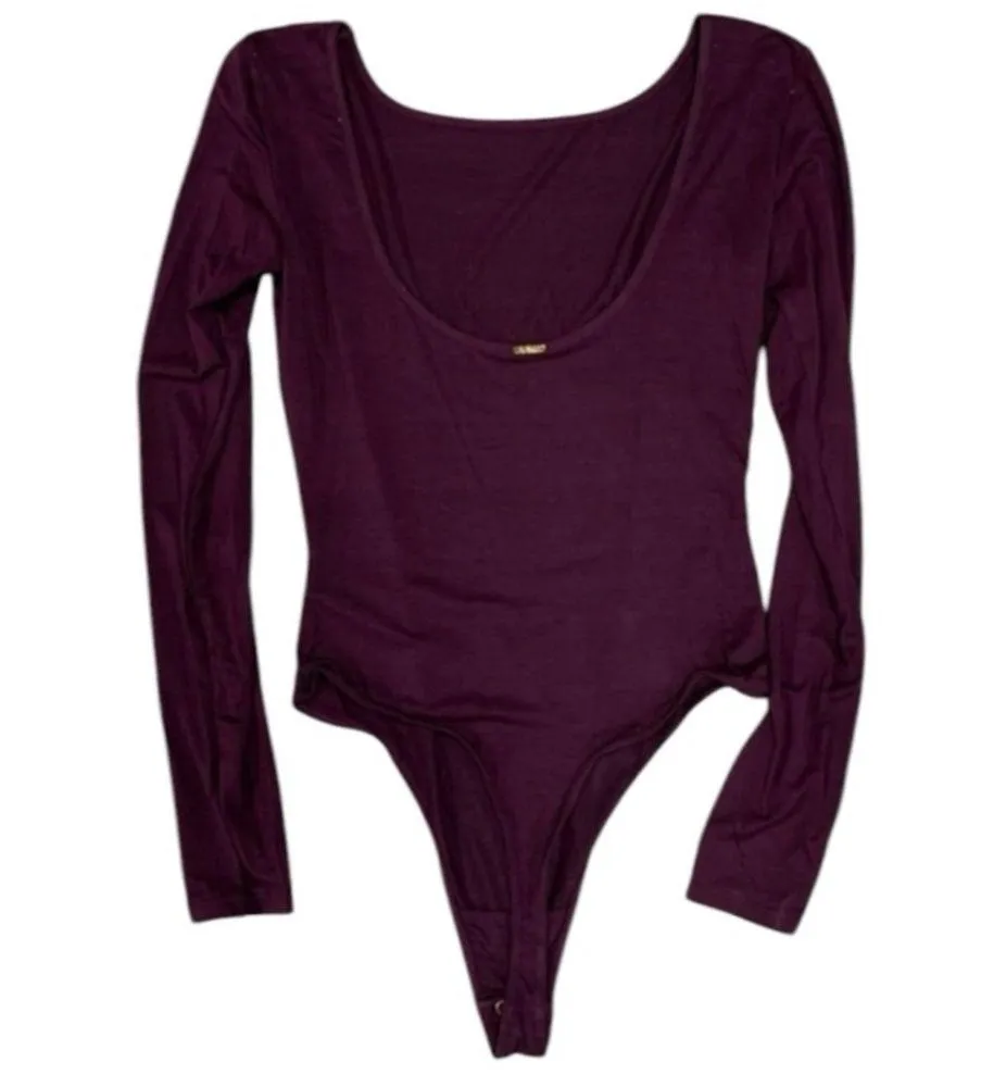 Boatneck Long Sleeve Bodysuit in Prune New with Tags Size Medium - Image 3