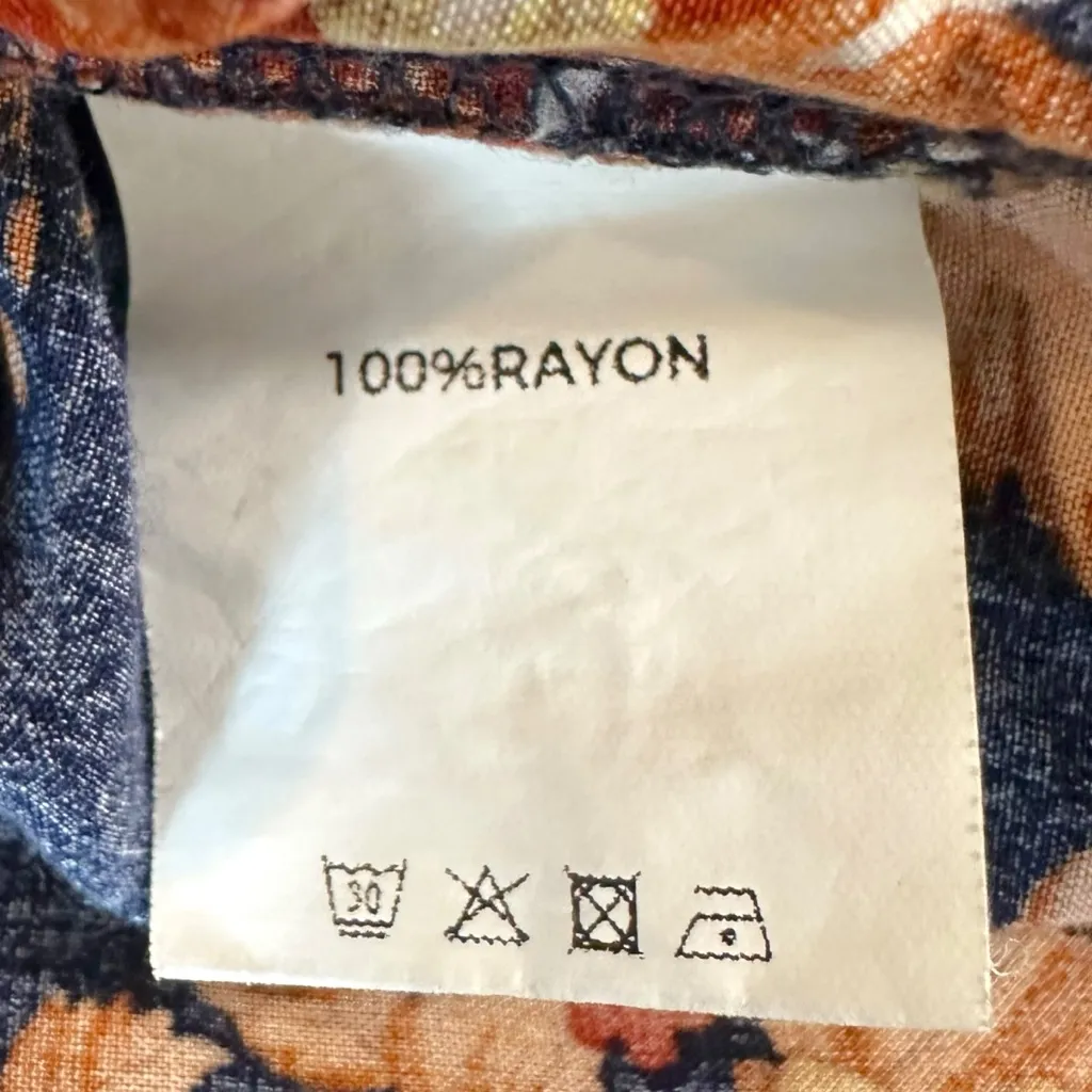 BloomChic Bohemian Loose Fit Navy Floral Fall Midi Dress Plus Size 22 24 2X Orange - Image 12