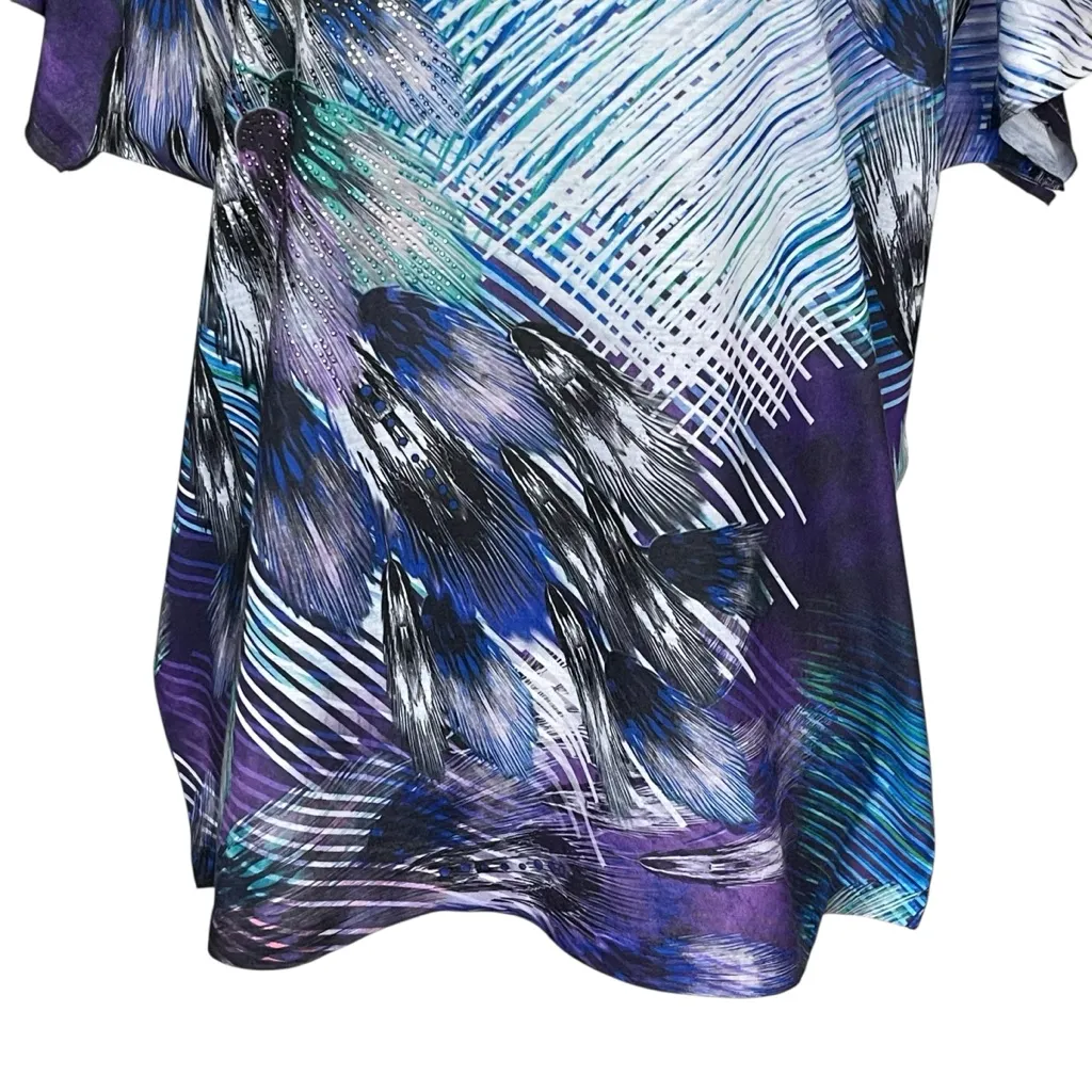 Chico’s Outlaw Amalthea Embellished FeatherFloral Top Women’s Size 2 (US L-12) - Image 3