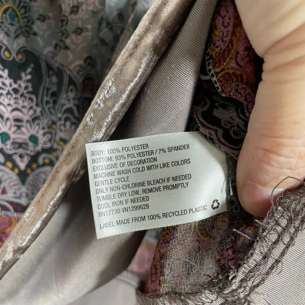 Knox Rose Women's Gray Velvet Trimmed Peasant Blouse - Size XS - Boho Chic Top - Image 5