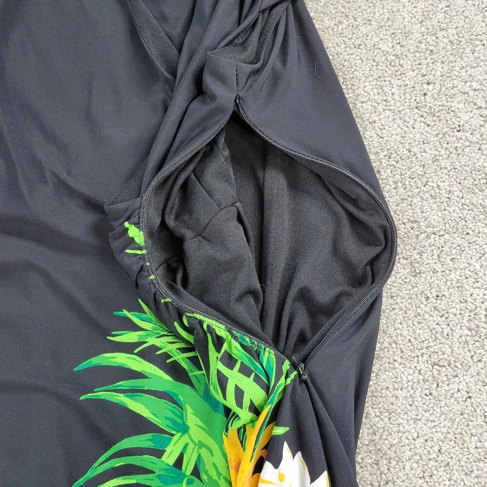 Peck & Peck Dress Women 14 Black Green Floral Cap Sleeve Bodycon Formal Career - Image 7