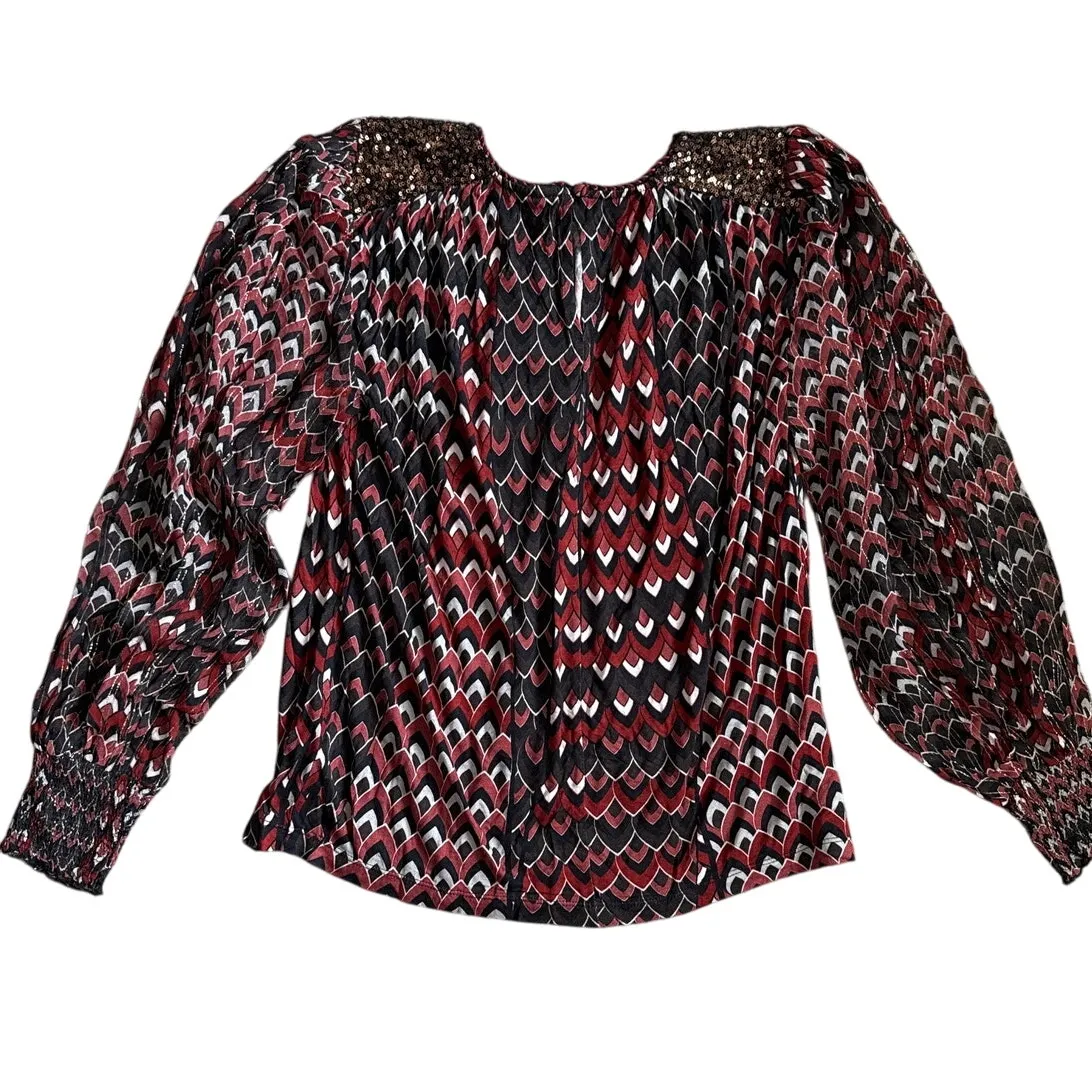Bl^nk‎ London x Anthropologie Sequin-Embellished Top Wine Size Small - Image 8