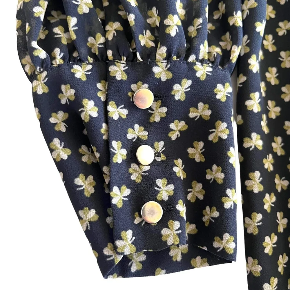 Orla Kiely RARE chiffon clover shamrock ditsy print midi dress size 6 - Image 14