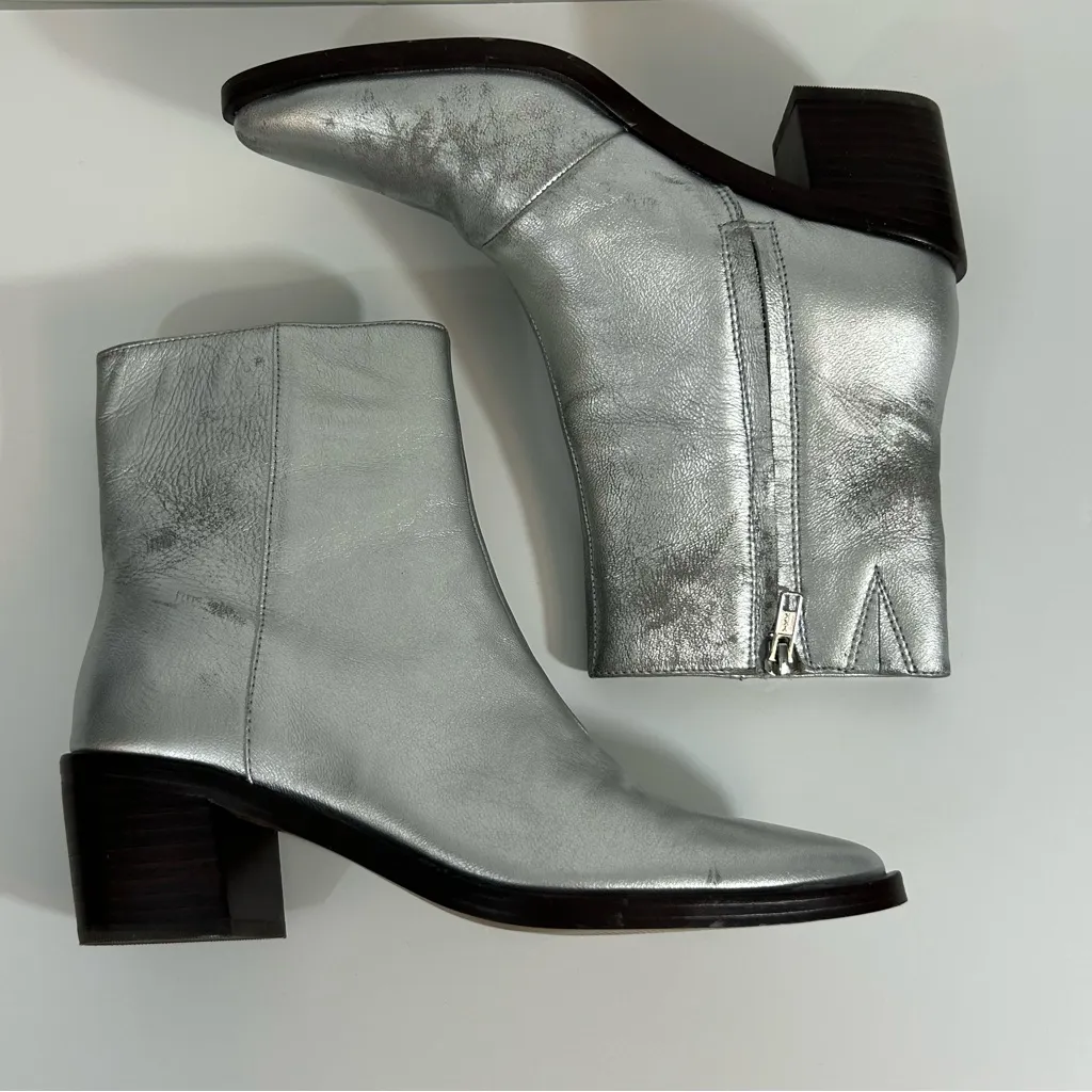 Madewell The Darcy Ankle Boots Silver Size 7 - Image 5