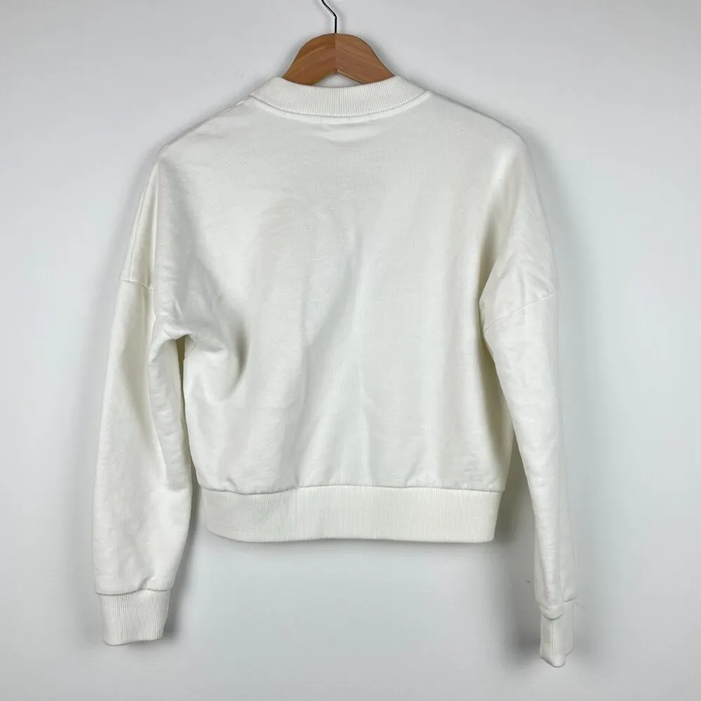 Harmony Paris Women's White Cropped Sweatshirt w/ Center Seam - Image 6