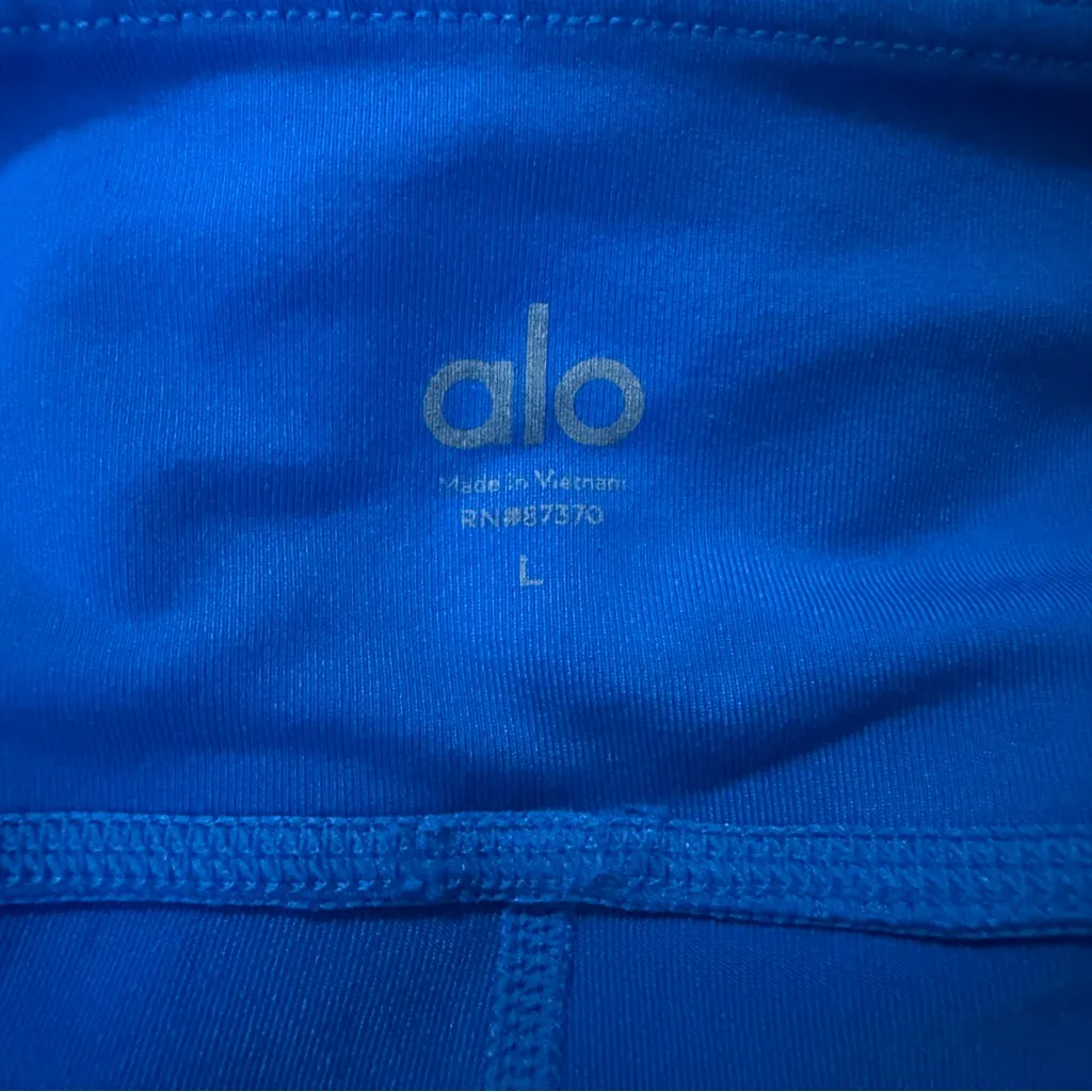 ALO YOGA Blue West Coast Laser Cut Detail Full Length Stirrup Leggings Size L - Image 10