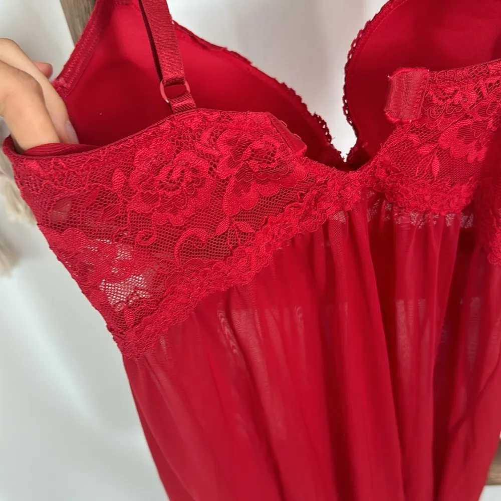 H&M Red Babydoll Intimate Sleepwear Extra Push Up Bra / Size 6 - Image 10