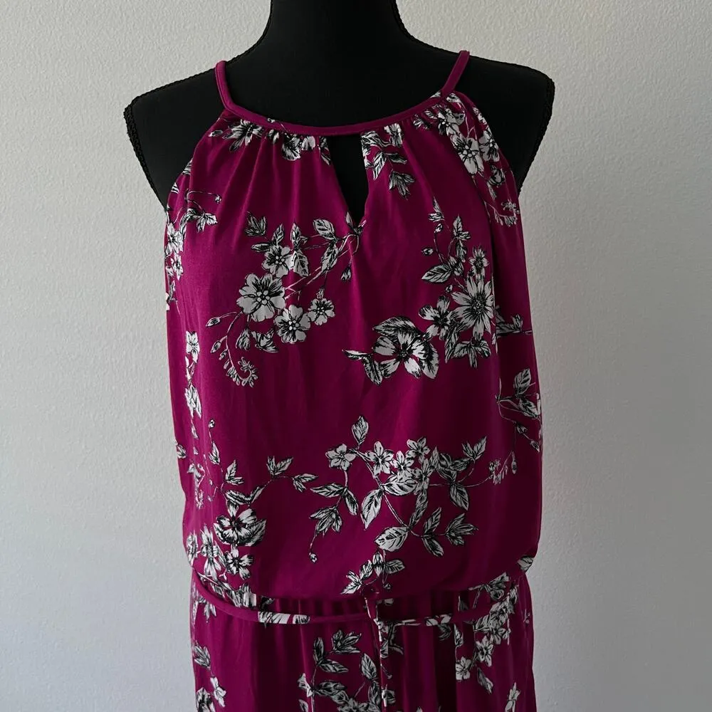 Maggy London Cropped Wide Leg Jumpsuit Size US 12 Floral Sleeveless - Image 4