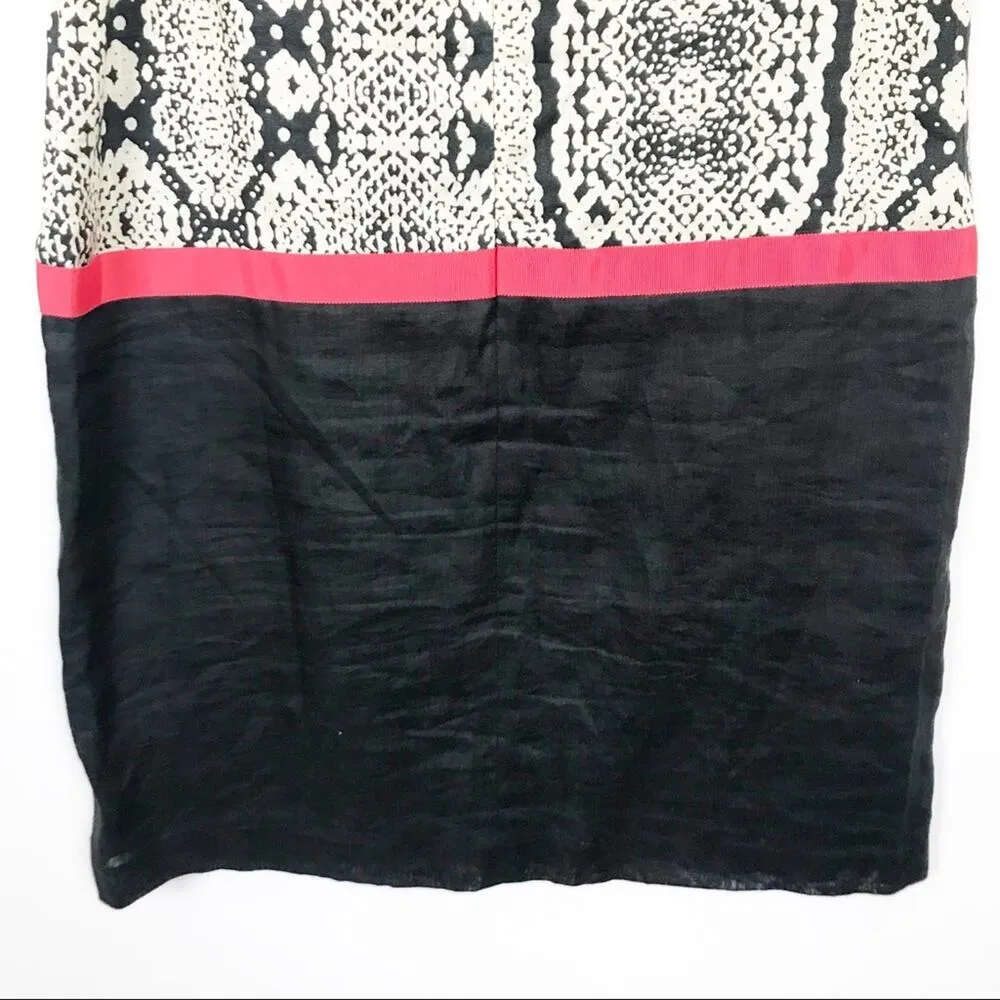 Loft Linen Snake Skin Print Color Block Dress Sz 12P - Image 8