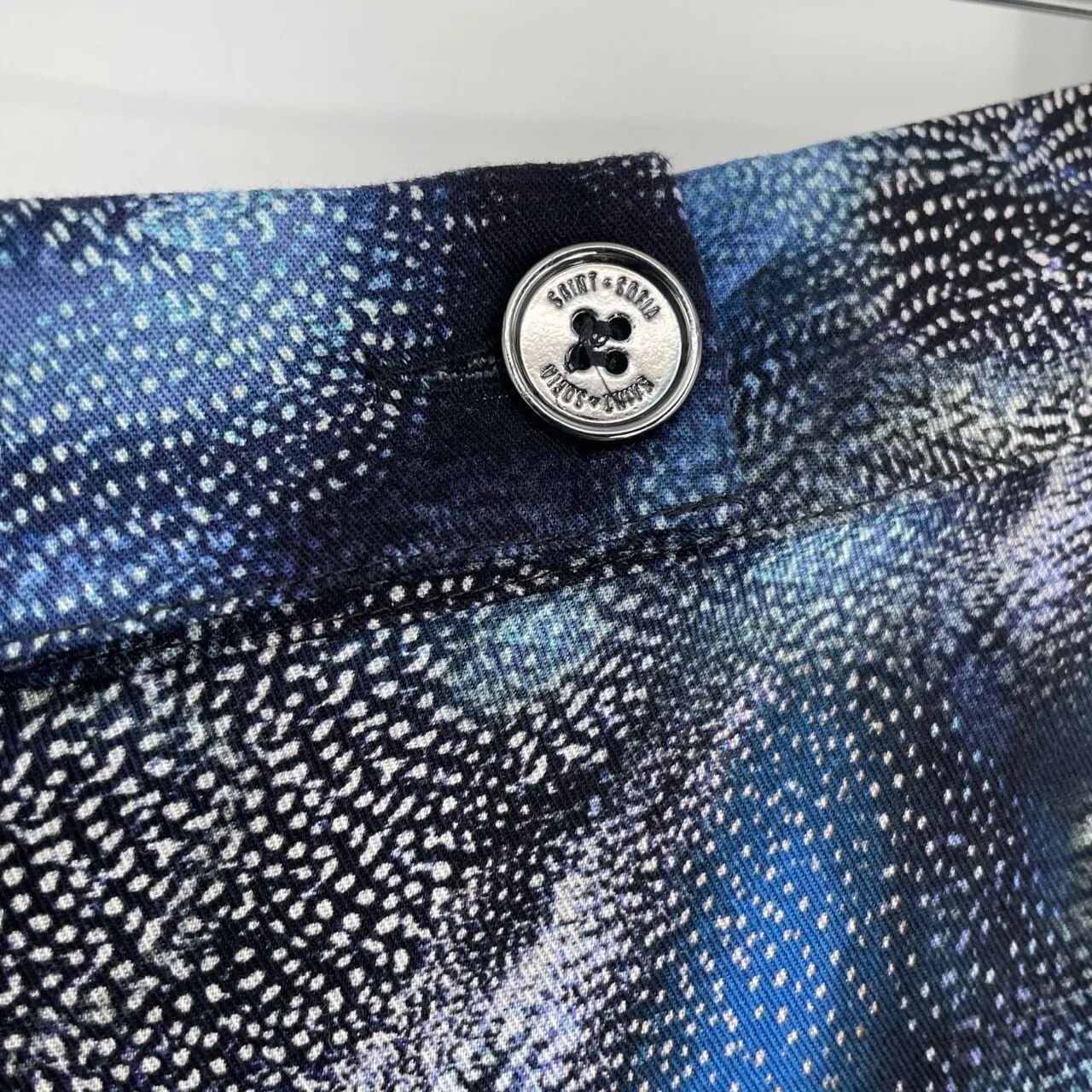 Saint & Sophia Abstract Black Blue Viscose Wide Leg High Rise Luxury Pants 6 - Image 4