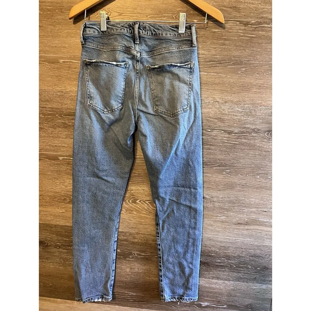 Agolde Jeans Womens 25 Toni Mid Rise Straight Leg Swerve Two Tone Racer Stripe - Image 11