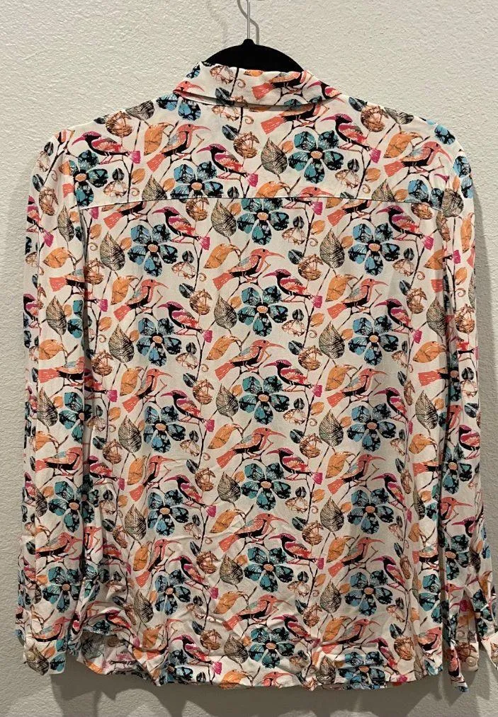 Floral Bird Colorful Button Down Shirt - Image 2