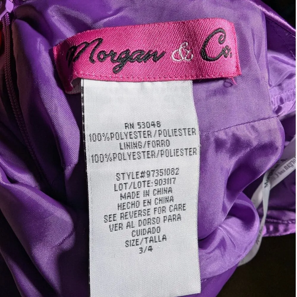 Vtg Y2K Morgan & Co Royal Purple Satin Bead Embellished Halter Prom Dress Sz 3 4 - Image 6