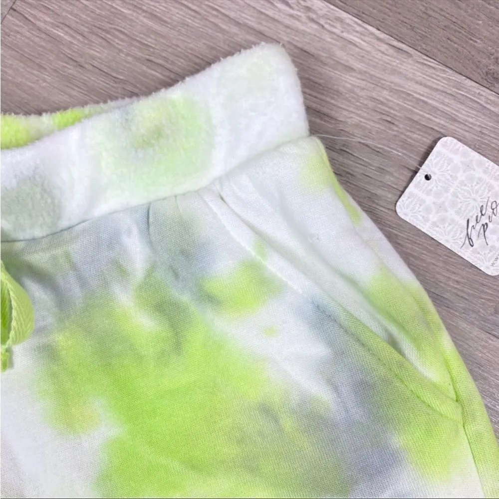 Free People Kelly Washed Tie Dye Sweat Shorts Citron Green Gray X Small - Image 4
