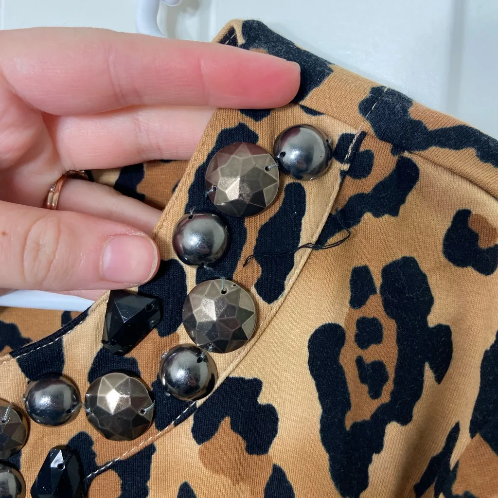 NEW Ruby Rd women’s brown‎ leopard jewel neck 3/4 sleeve blouse large Tan - Image 4