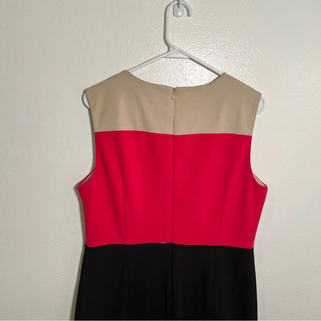Calvin Klein Sleeveless Dress Tan Pink Black Colorblock 14 - Image 7