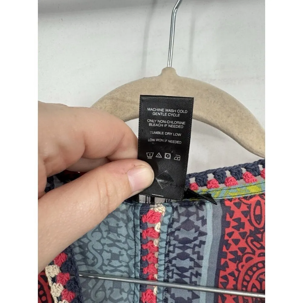 Ali Miles Embroidered Sheer Blouse Women Small Retro Artsy Lightweight‎ - Image 5