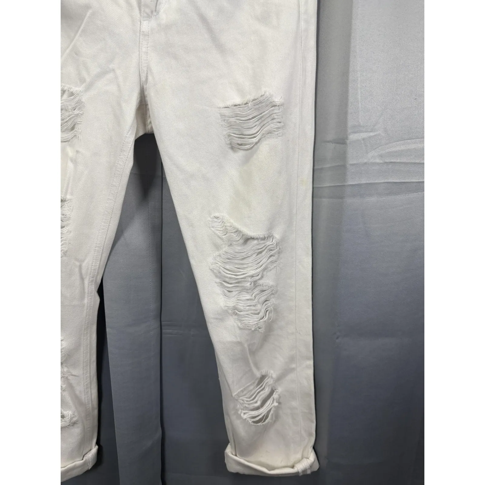 rag & bone/JEAN Jeans Womens 25 White Boyfriend Distressed Ripped Denim Cuffed - Image 3