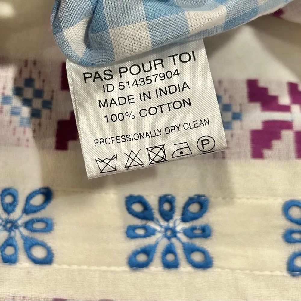 NWT Dodo Bar Or Lili Bag 100% Cotton Tote Purse Blue Purple Embroidered Checker - Image 7