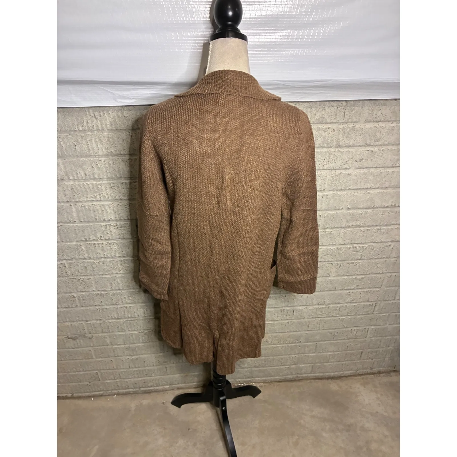 New Active Usa Women Brown Knit Double Breasted Blazer Cardigan Size S - Image 3