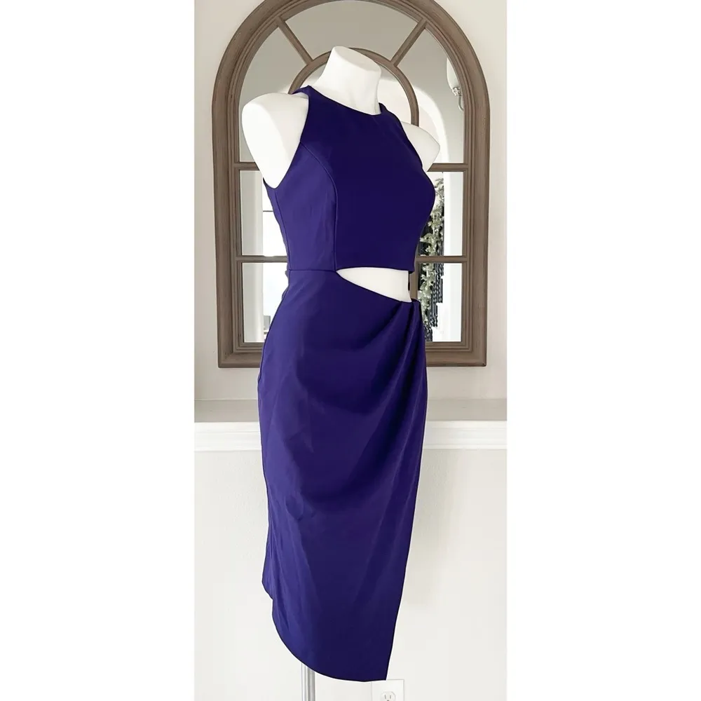Aqua Bloomingdale’s Asymmetric Cutout Dress in Mulberry/Purple Size 6 NWT $238 - Image 3