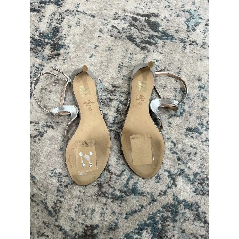 Stuart Weitzman Mariposa 80s Silver Sandal Heel, 8 - Image 4
