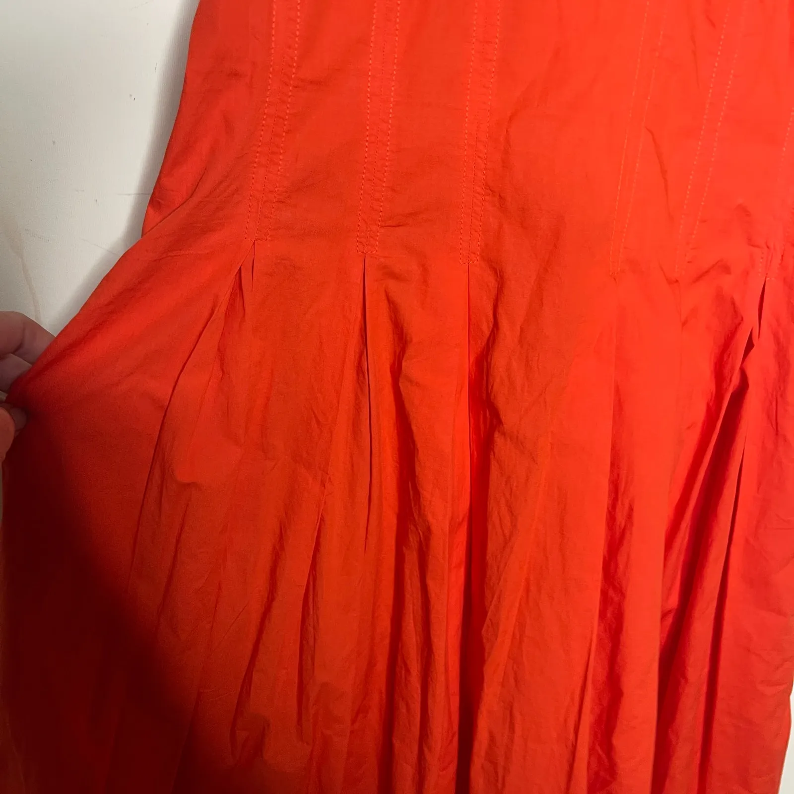Ulla Johnson Bright Orange Camille Ruffled Pleated Sleeveless MIDI Dress sz 6 - Image 10