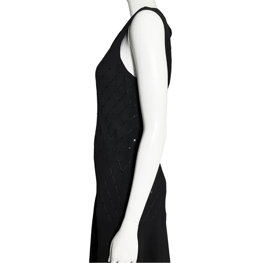 Vintage Y2K Black Sequin Asymmetrical Midi Dress Whimisgoth Fairycore M/L Party - Image 10