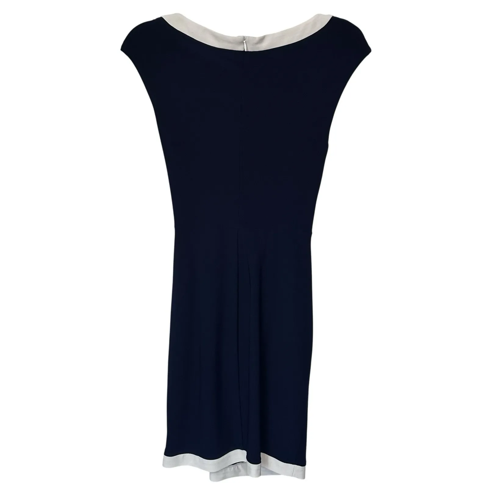 Lauren Ralph Lauren Size 6P Blue Cap‎ Sleeve Dress With Ruched Waist Slimming - Image 5