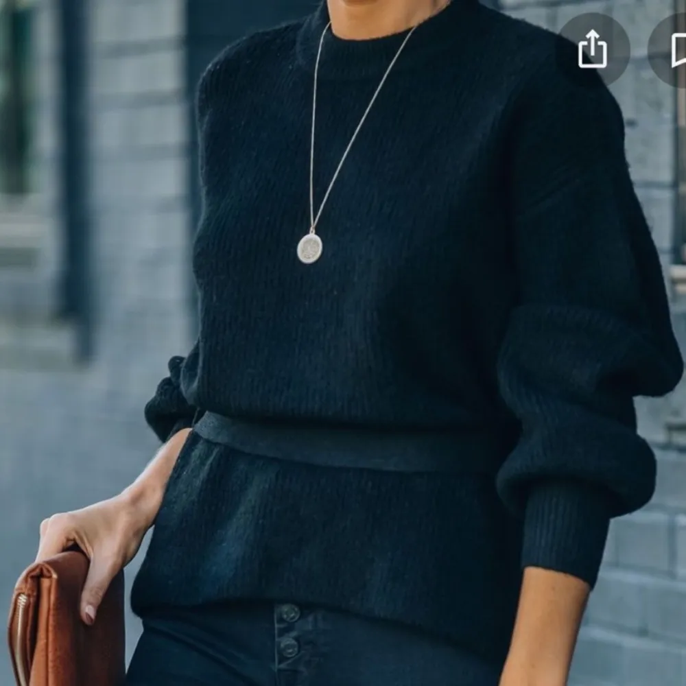 Vici Open Back Tie Waist Balloon Sleeve Black Sweater - Image 9