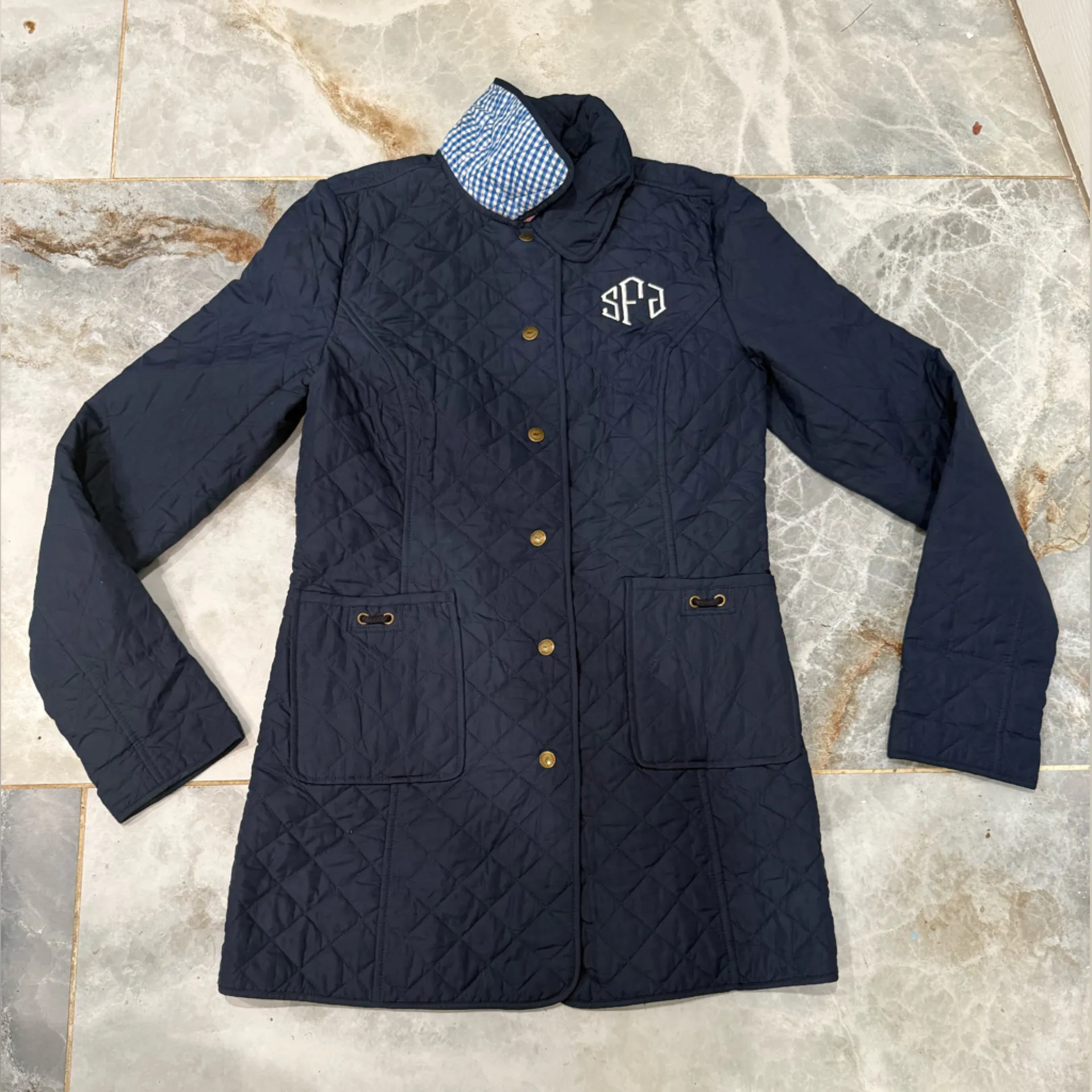 Vineyard Vines  Blue Checkered Quilted Jacket - Image 6