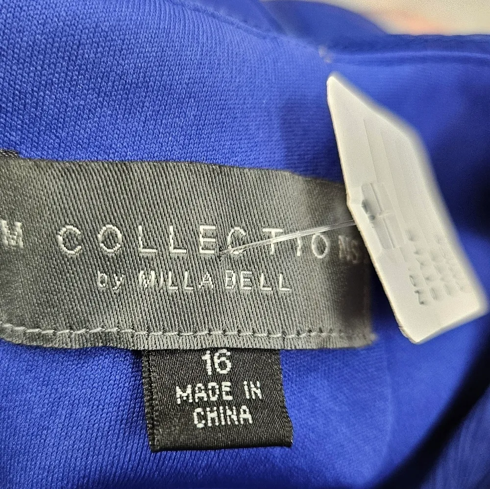 KM COLLECTIONS By MILLA BELL Short Rosette Dress Blue Size 16 - Image 5