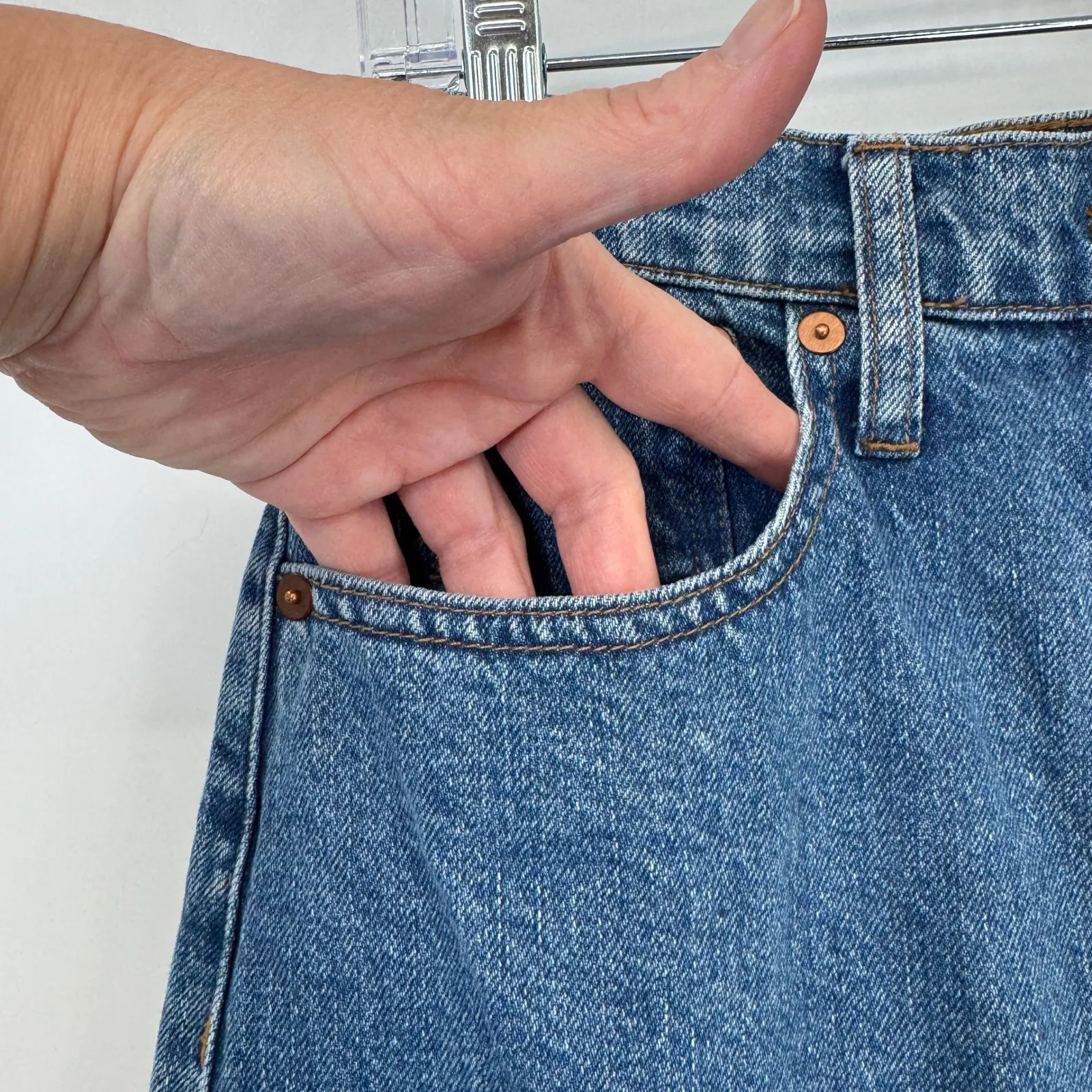 Madewell Denim Button Front Midi Skirt Dark Wash Womens 27 Blue Jean Cotton - Image 4