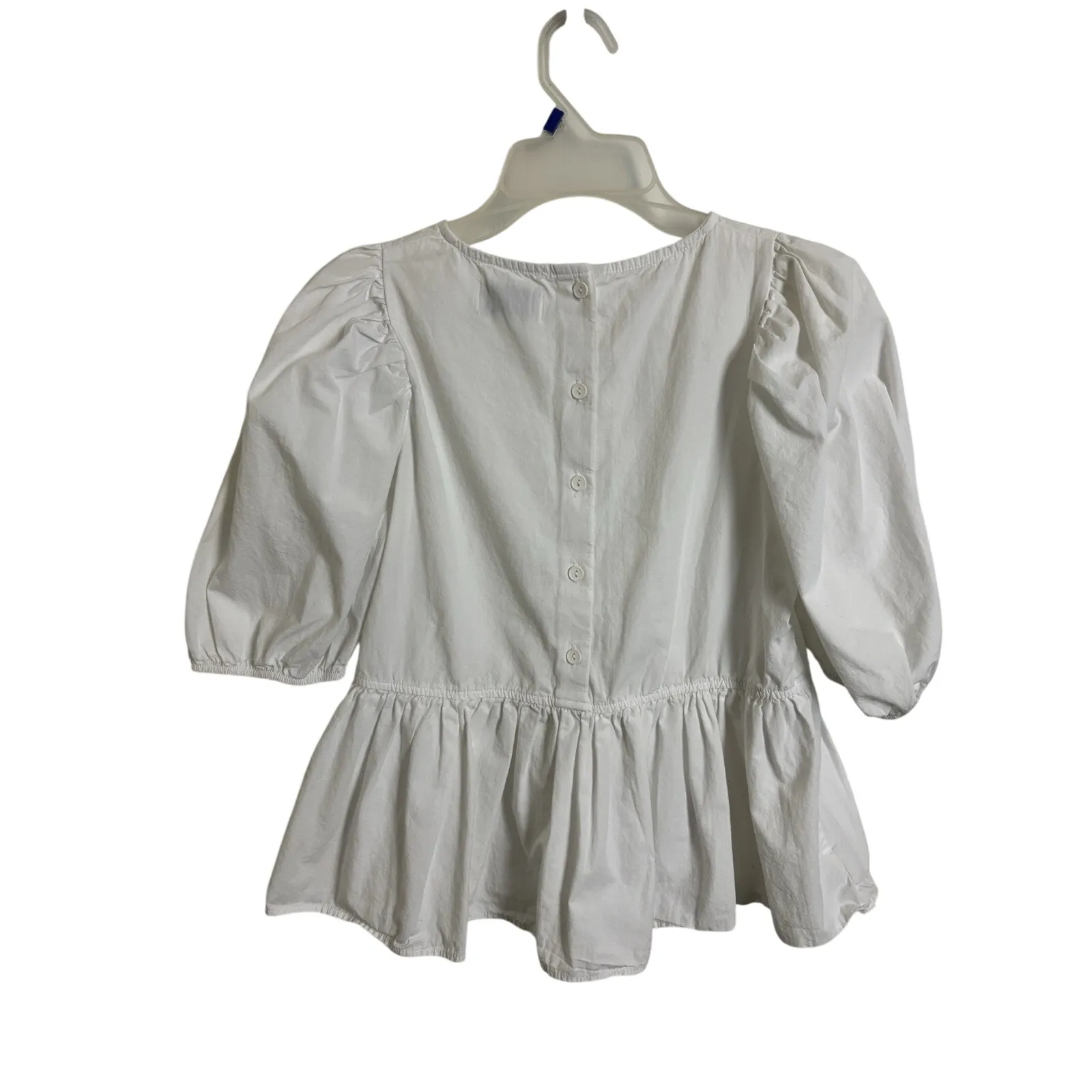 Monki White Puff Sleeve Peplum Top Size XS Milkmaid Coquette Romantic Cottage - Image 2