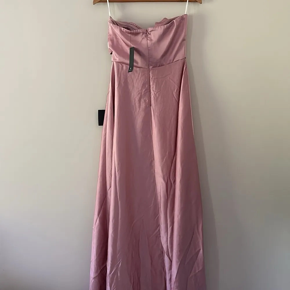 New Lulus Real Romantic Light Rose Satin Strapless Maxi Dress Size S - Image 7