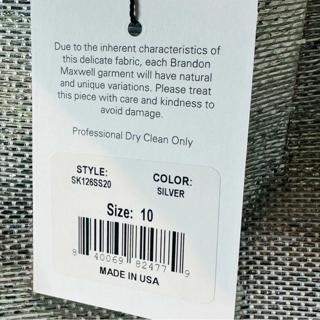 Brandon Maxwell Silver Metallic Foil Runway Spring Maxi Skirt Size 10 NWT - Image 11