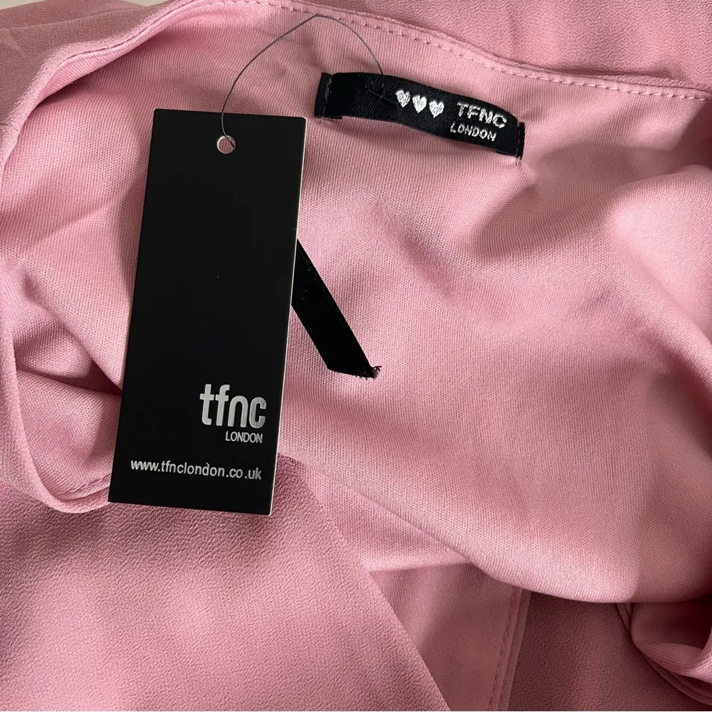 tfnc LONDON ASOS Katia Maxi Wrap Dress in Vintage Rose Puff Sleeves Size 12 NEW - Image 4