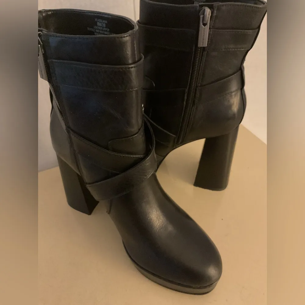 Vince Camuto women black leather platform Coliana heel boots Size 8 - Image 2