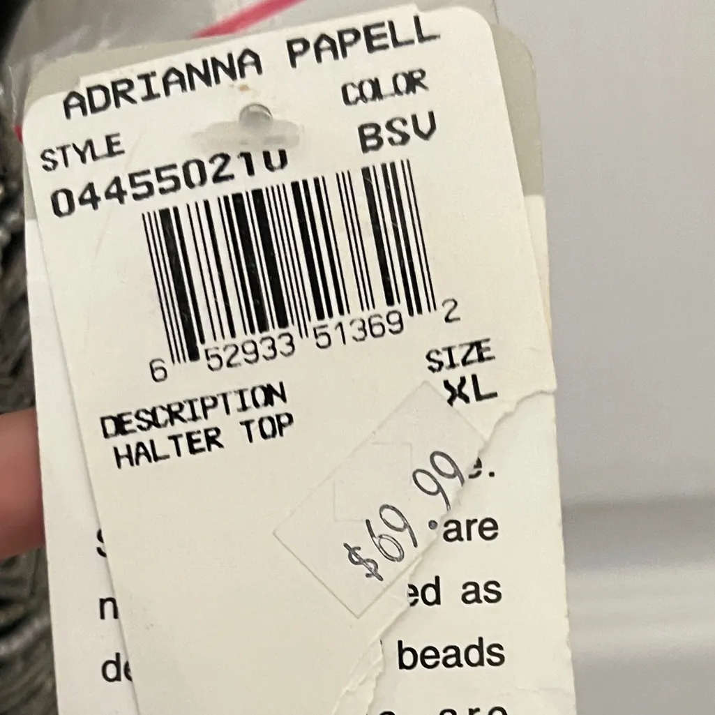 ADRIANNA PAPELL Women’s Black & Silver Sleeveless Floral Detail Halter Top NEW - Image 4