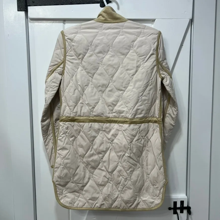 J Mclaughlin Linda Coat XS NWT $348 Quilted Tan Snap Button Color Block Jacket - Image 6