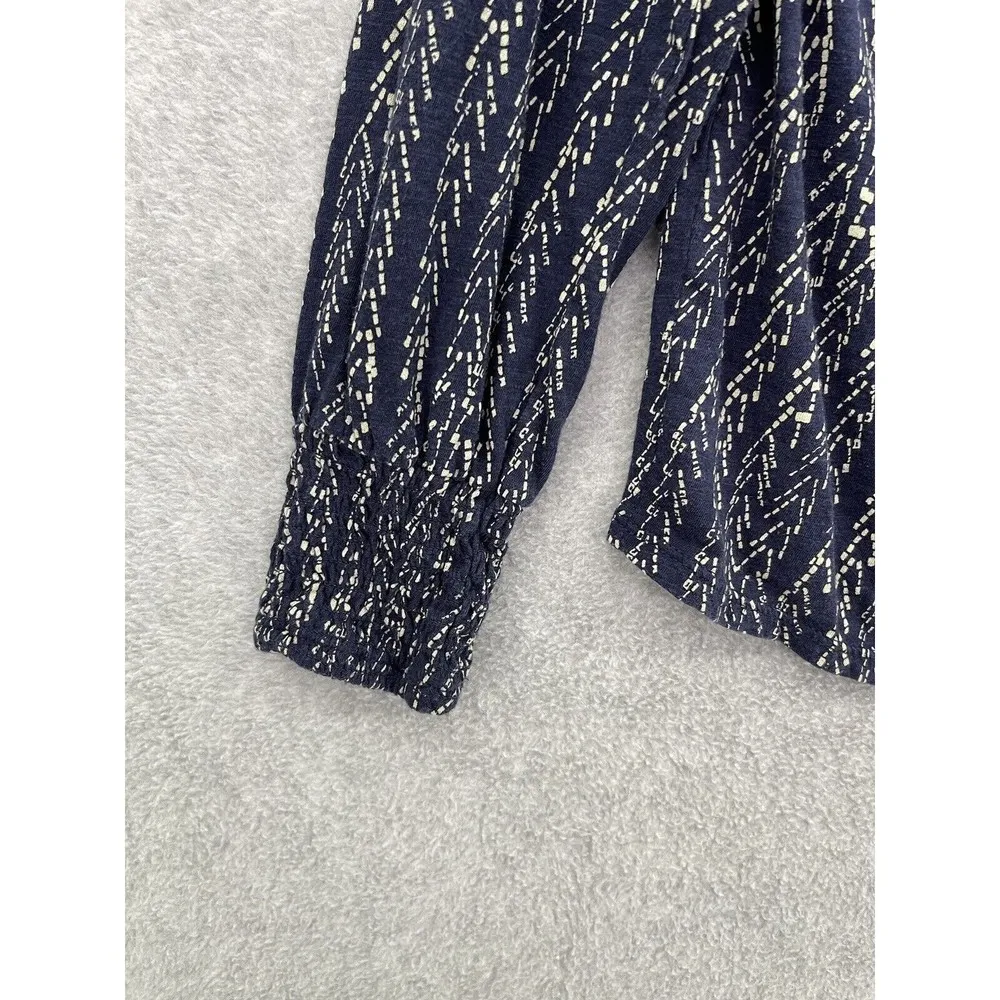 Lucky Brand Women's Blouse Tunic Blue Size Small Smocked Relaxed Long Sleeve - Image 6