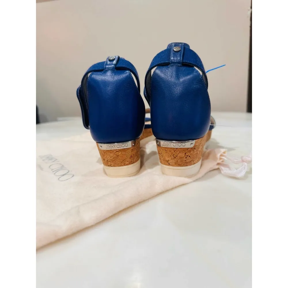 Jimmy Choo Blue Watersnake Neat Ankle Strap Platform Sandals Size 40.5 (US10.5) - Image 3