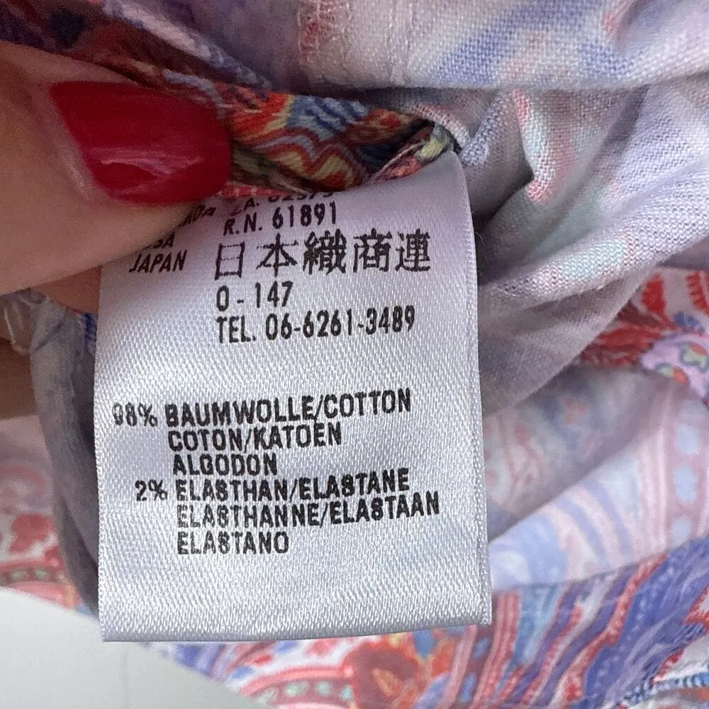 Escada Paisley Print Button Up Cotton Stretch Jacket Size 42 US 12/L Art to Wear Pink Size L - Image 9