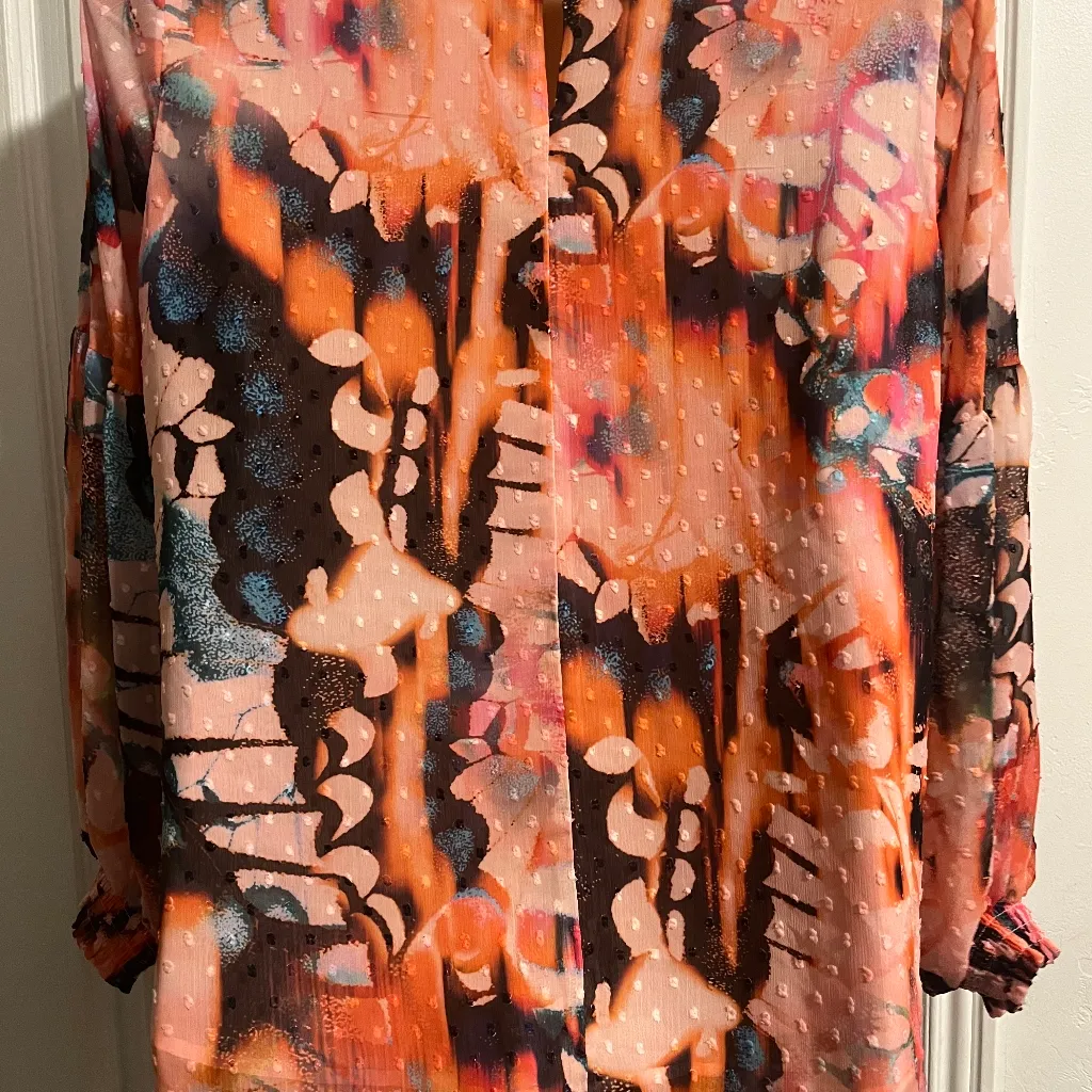 Torrid 2 Sz Multicolor Abstract Print Women's Top Orange - Image 16