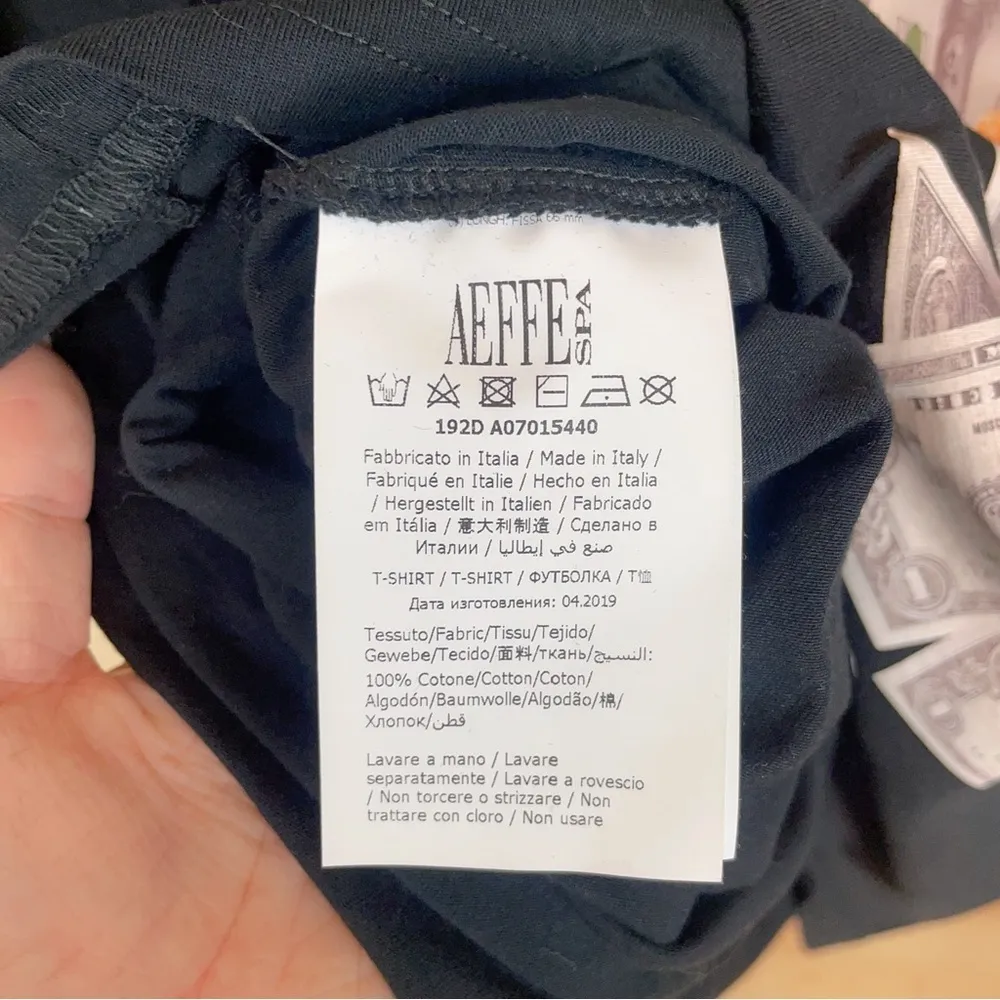 Authentic Moschino Couture Dollar Bill Bear Print Oversize Unisex Tshirt Black - Image 5