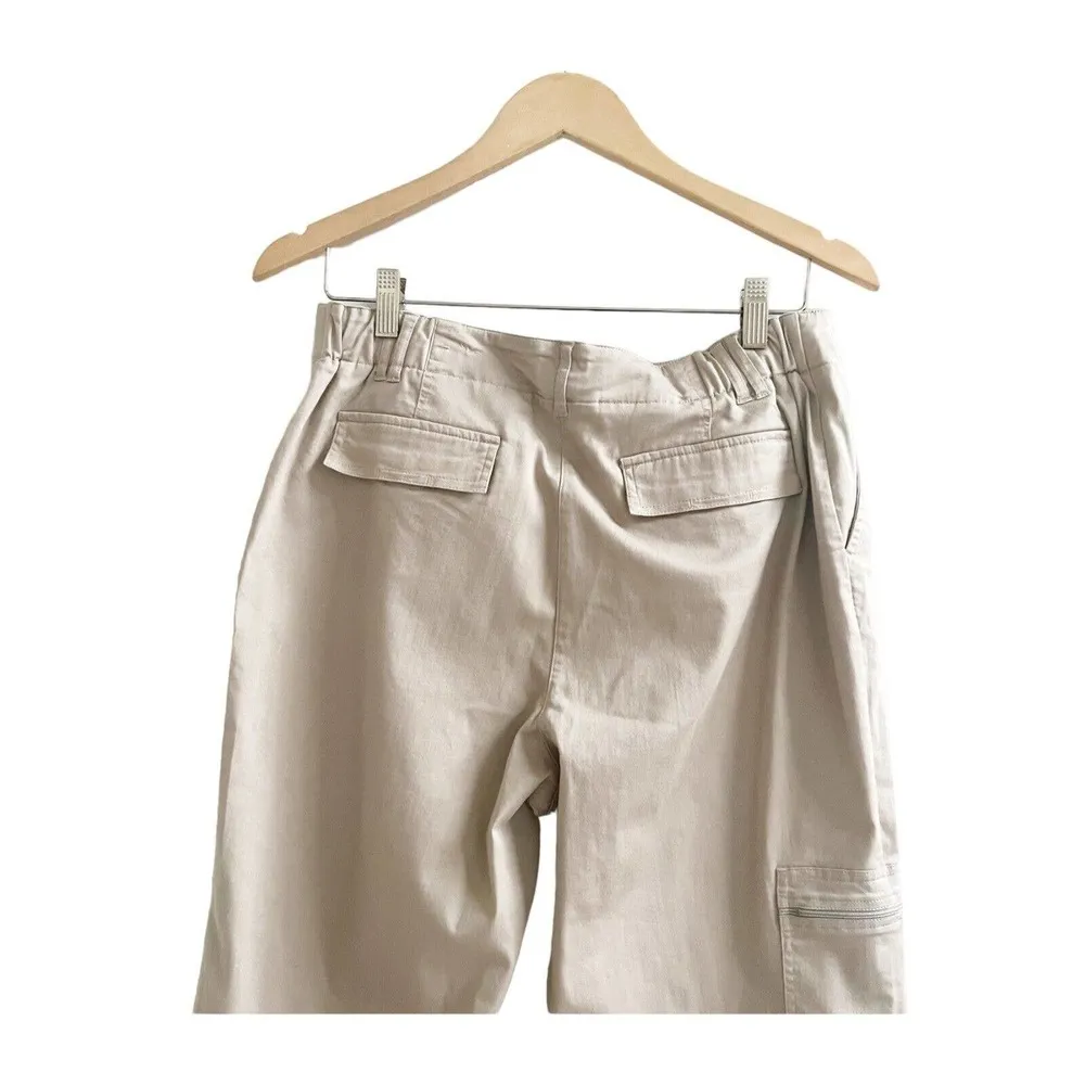 Chico’s Vintage Womens Tan Cotton Cropped Casual Cargo Trousers Size Medium - Image 5